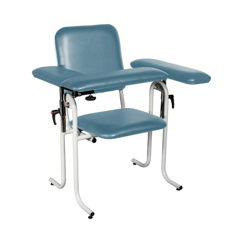 Adjustable Flip Arm Blood Draw Chair Standard Height Blue Color Sturdy